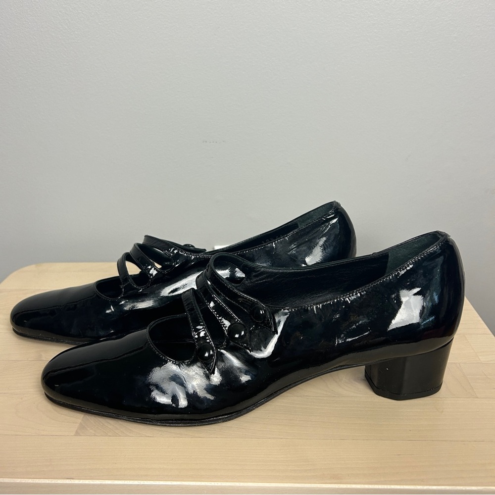 AMALFI Vintage Patent Leather 3 Strap Mary Jane Heelsโ Size 10.5
